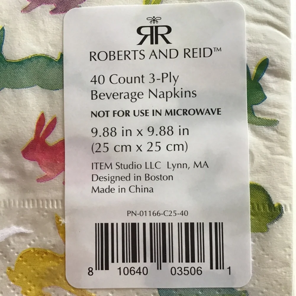 ROBERTS & REID SPRING SUMMER EASTER BUNNY NAPKINS NWT